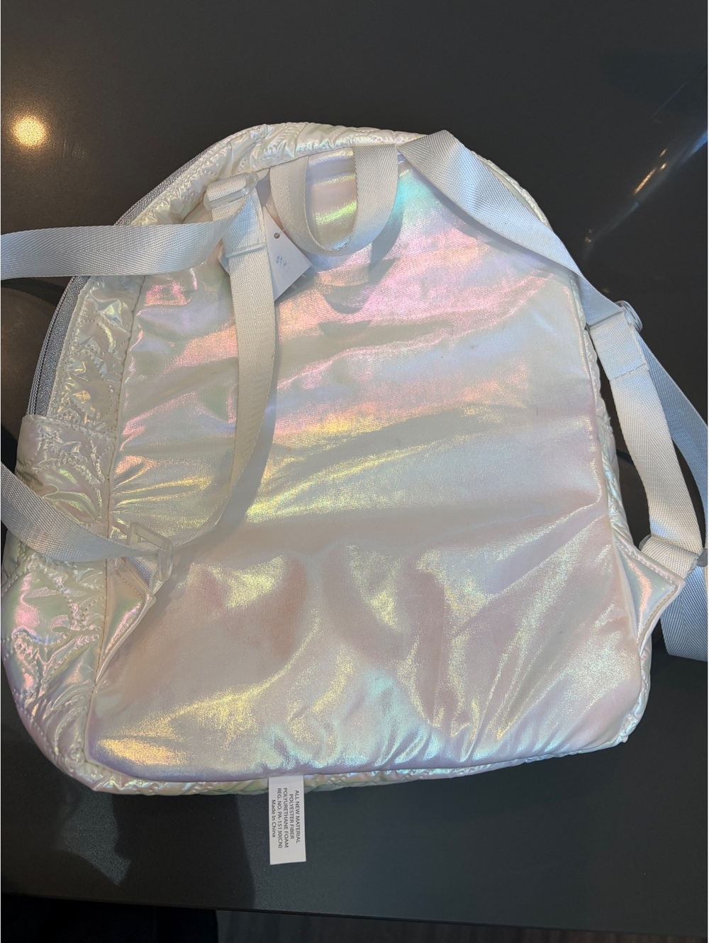 Iridescent Quilted Heart Pattern Backpack - Picture 2 of 10